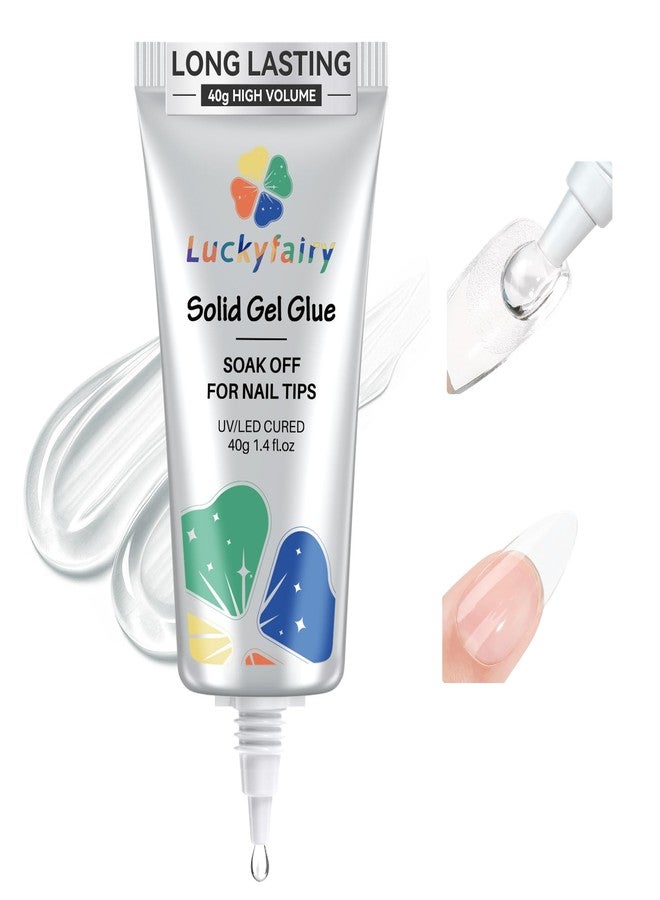 Luckyfairy غراء جل ناعم لأطراف الأظافر، 4 في 1، 40 مل، غراء أظافر فائق القوة للأظافر الاصطناعية، يدوم حتى 28 يومًا، غراء جل صلب قابل للإزالة، مناسب لأظافر الأكريليك الصناعية، يتطلب تجفيفًا باستخدام مصباح خاص. - Image 1